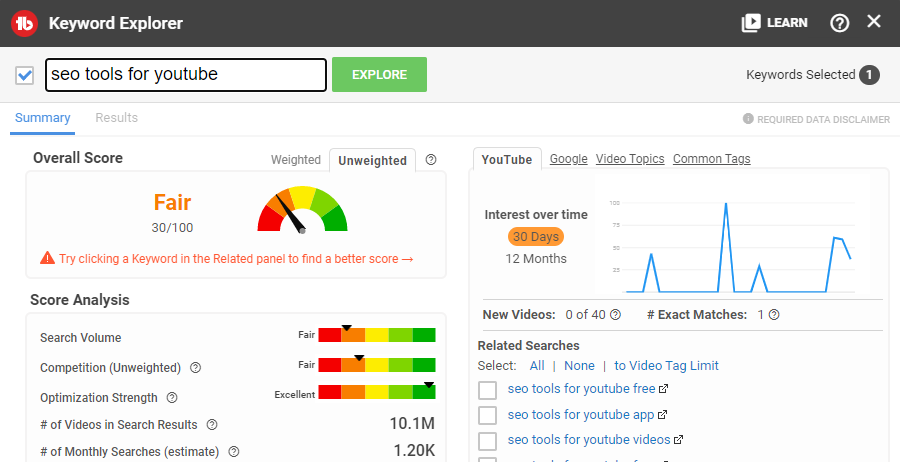 SEO tools for youtube